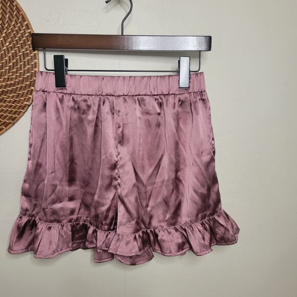 Nasty Gal Pajama Bottoms Satin Ruffle Mauve Small 6 - Picture 2 of 16